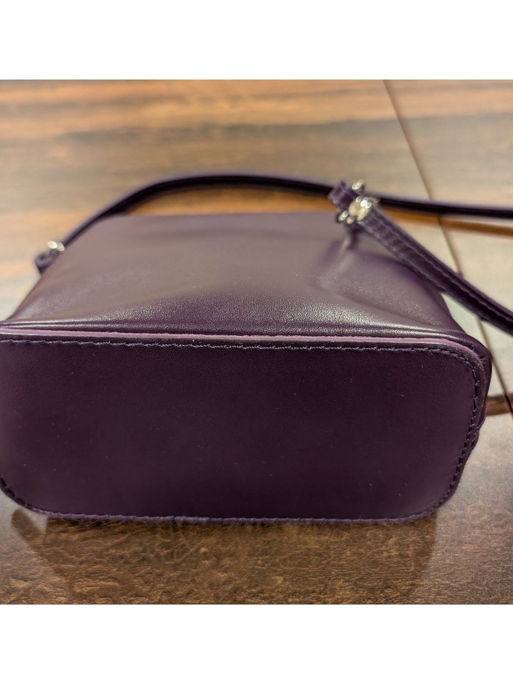 Vera Pelle Purple Crossbody Bag Genuine Leather Italy - Picture 5 of 9